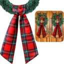 VitalCozy 2 Pcs Wreath Sash for Front Door Wreath Sash Garland Ribbon Accessories for Embroidery Monogram Outdoor Indoor Xmas Party Yard Doorway 4.5" W x 56" L(Red,Plaid)