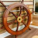 Bhartiya Handicrafts Nautical Ship Wheel for Wall Decor Rustic Wooden Pirate Boat Steering Wheel with Brass Hub  Handmade Captains Wheel for Nautical, Beach & Coastal Dcor (24 Inch)