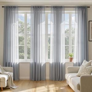 MIULEE Dark Grey Sheer Curtains 84 Inches Long, 4 Panels Set, Rod Pocket Light Filtering Window Drapes for Bedroom and Living Room, Elegant Airy Fabric, 42 x 84 Inches