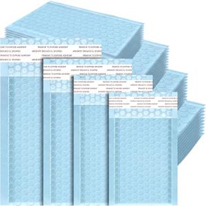 Henoyso 100 Pcs Bubble Mailer 4 Sizes Self Adhesive Waterproof Padded Envelopes Cushioning Seal Bubble Shipping Envelopes for Mailing Packaging Small Business Packing Supplies (Blue)