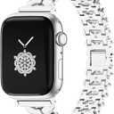Kolgios 38/40/41/42/44/45/46mm Cool Chain Women Smartwatch Bands Compatible for Apple Watch Bands Series 11/ SE3/10/9/8/7/6/5/4 Stylish Replacement Bracelet for Iwatch S11/10/9 Gift To Her (Bowtie Silver)