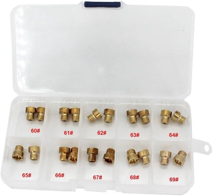 KIPA 20Pcs Carburetor Main Jet Assortment kit for Style AED Barry Grant Quick Fuel Demon Avenger Carburetor 1/4"-32 UNF Unified Fine Thread 2Pcs Per 60# 61# 62# 63# 64# 65# 66# 67# 68# 69#