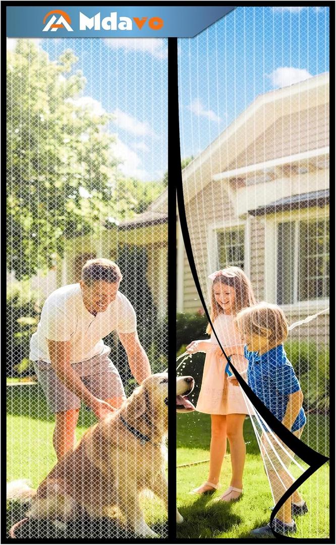 Magnetic Screen DoorScreen Door MeshKeep Bugs Out, Heavy-Duty Mesh Curtain,Pet and Kid Friendly, Works with Front Doors, Sliding Doors