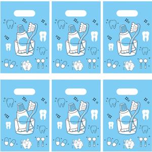 Oringaga 50 Tooth Goodie Bags Teeth Themed Birthday Baby Shower First Milk Tooth Party Gender Revealed Party Decorations Supplies Decor Plastic Candy Bag