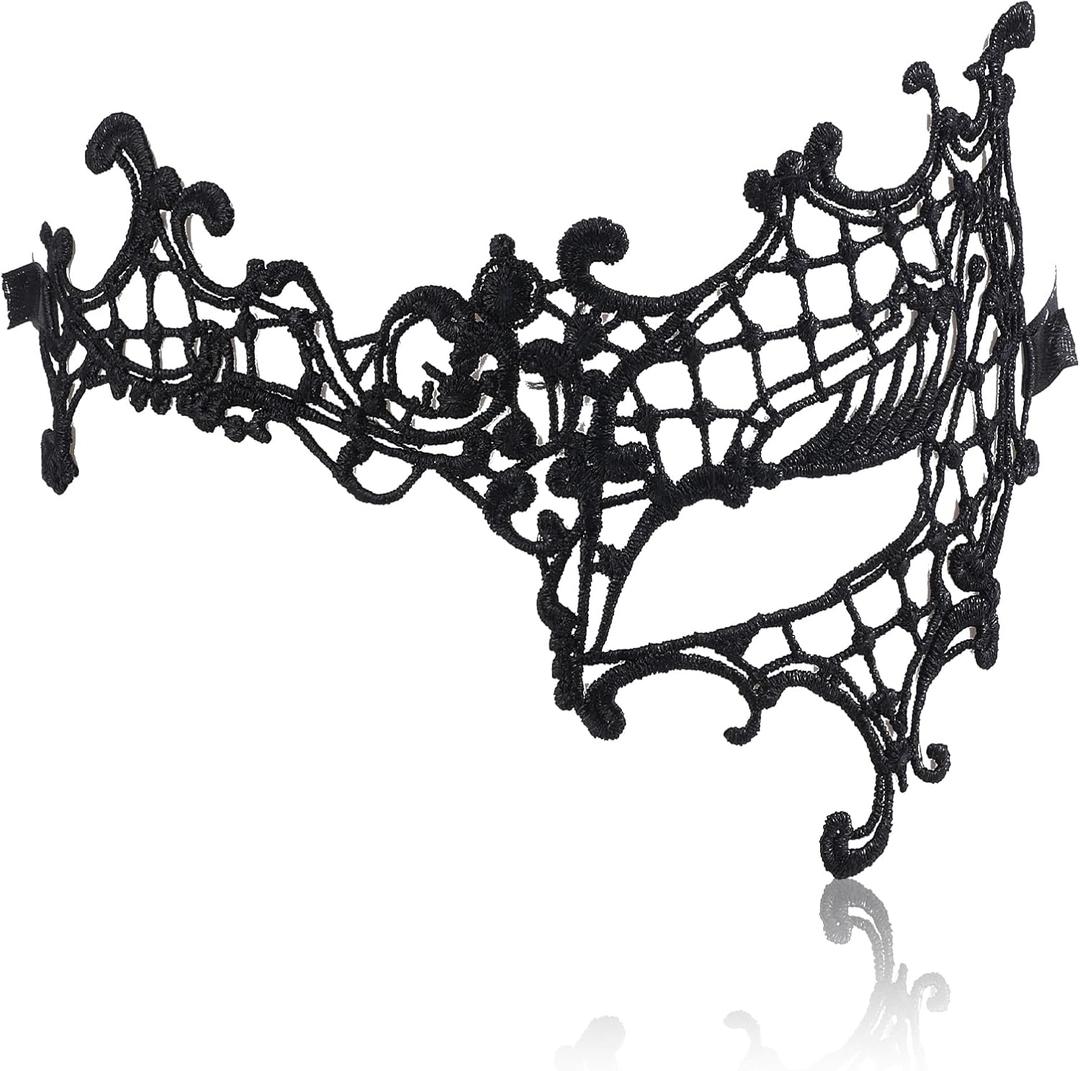 Piriuuo Masquerade Mask for Women Lace Half Mask Face Mask Black Eye Mask Halloween Carnival Mardi Gras Costume Party Proms Cosplay Masquerade Ball Dresses