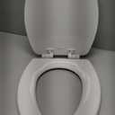 Mayfair Linden Slow Close Toilet Seat, Non Slip Heavy Duty Wood, Easy Install, Elongated, White