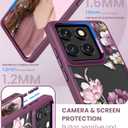 3 x for Motorola Edge 2025 Case,Moto Edge 2025 Phone Case,Military Grade Protective Slim Soft TPU+Hard PC,Girls Women Crystal Clear Flower Pattern Case Cover for Moto Edge 2025 (Purple) (Golden Shield Flower Series-Purple)