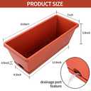Window Box Planter, 7 Pack Plastic Vegetable Flower Planters Boxes 17 Inches Rectangular Flower Pots with Saucers for Indoor Outdoor Garden, Patio, Home Decor (Red)