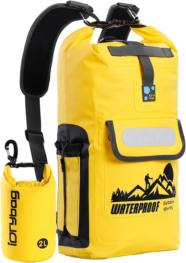 IDRYBAG Dry Bag Backpack Waterproof Floating/30L, Dry Bags Waterproof Backpack for Men, Dry Sack Waterproof Bag (Yellow)