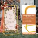 Nisoger Wedding Welcome Sign Stand, 68x31x 20 Heavy Duty Easel Stand for Sign with 4 Leather Strap, Welcome to Our Wedding Sign Holder, Metal Floor Standing Easels for Signs, Poster, Gold