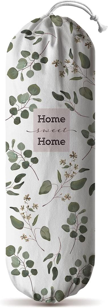 Hglian Grocery Bag Storage Dispenser,Eucalyptus Leaves Plastic Bag Holder,Garbage Shopping Trash bags Carrier Organizer,Farmhouse Sweet Home Kitchen Decor,Gifts for Women Grandma Mom