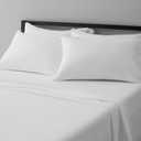 Amazon Basics Soft, Comfortable Queen Size Bed Sheets, Deluxe Microfiber, 4-Piece, Bright White Striped