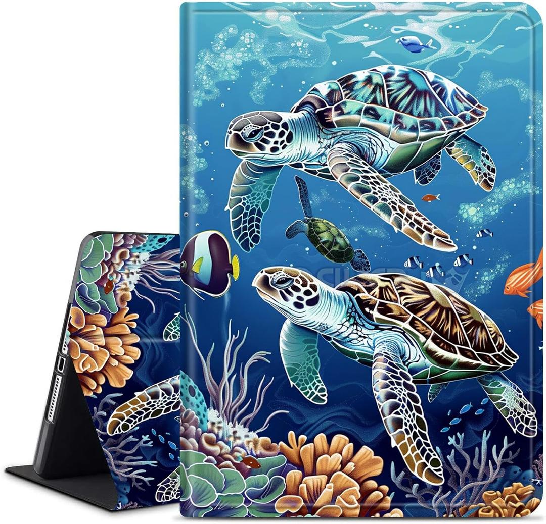 for Amazon Kindle Fire HD 10 & 10 Plus(11th/13th Generation, 2021/2023) Tablet Case, Multiple Viewing Angles & Kickstand Back Case Drop Protection Smart Cover for HD 10 2021, Sea Turtle (524)