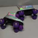 Roller Skates for Women, Holographic High Top PU Leather Rollerskates, Shiny Double-Row Four Wheels Skates Patines for Women Men Boys and Girls and Age 8-50 Indoor Outdoor (37)