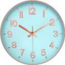Wall Clock, 8 Inch Wall Clocks Battery Operated, Round Modern Non Ticking Silent Digital Analog Small Wall Clock for Bedroom Living Room Kitchen Office Gym Classroom Outdoor Clocks, Blue