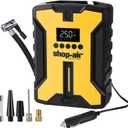 Portable Air Compressor 150 PSI, Bike Pump, 12V DC Electric Air Pump for Car Tires and Bicycles, Emergency LED Light, Auto Pump/Shut Off, Various Nozzle Adaptors Included