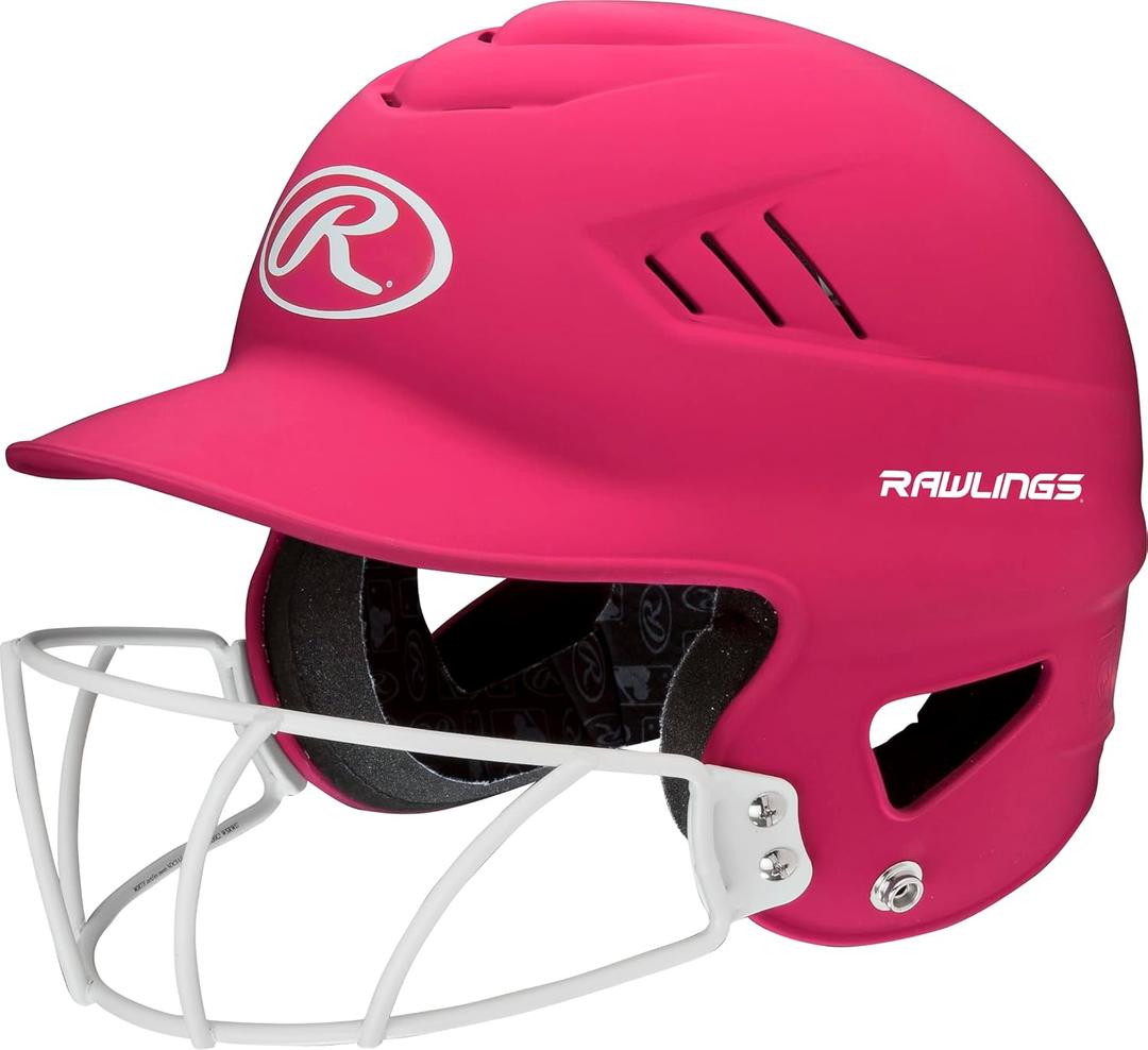 Rawlings | COOLFLO Batting Helmet with Facemask | Fastpitch Softball | One Size fits Most (6 1/2-7 1/2) (Matte Pink)