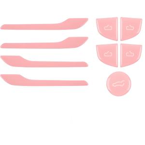 frani Exterior Door Handle Covers/Interior Door Switch Covers/Trunk Button Cover 3Pcs Pink Designed for Tesla Model 3 Highland 2024-2026/Model Y Juniper 2025-2026