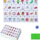 GRACIAS 4 Players Mahjong Block Set for Adult, 128 Green Tiles(1.18) with 4 Different Patterns, Portable Mahjong Set with A Carry Bag & English Instruction, Mahjong Tile Game