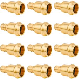 WHK 12 Pack 1/2" Press Propress x 1/2" PEX Adapter Crimp Fittings Brass Coupling Connect from Cooper to Pex B PipeLead-Free,pro press copper to pex adapter)