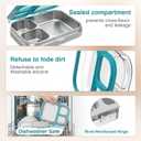 HOMEKOL Stainless Steel Bento Lunch Box, 3-Compartment Leak-Proof Lunch Container for Kids & Adults, BPA/BPS-Free 304 Metal Food Box, Dishwasher Safe, Clear Tritan Lid, Blue (Not Insulated)