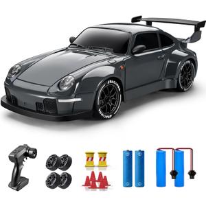 ACAMMZAR RC Drift Car, 1:24 Remote Control Car for Kids, 20KM/H 4WD High Speed RC Cars with LED Lights, Two Batteries, Extra Drifting Tires, Vehicle for Adults Boys Girls