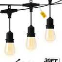 Outdoor String Lights 30FT, Patio Lights Outdoor Waterproof, Plug-in Hanging Lights with Shatterproof LED Bulbs, 2700K Warm White, E12 Connectable Lights for Porch Backyard Balcony Gazebo