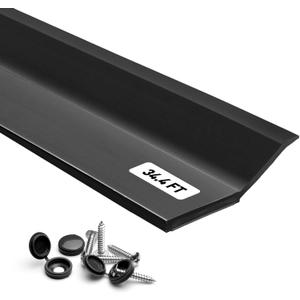 Garage Door Seal Top and Sides, 34.4FT Soft and Hard Composite Rubber Black Garage Door Weather Stripping Replacement, Universal Weatherproofing Garage Door Side Seal Strip