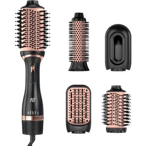 Hair Dryer Brush Set, Multifunctional Hot Air Brush for Salon Blowouts, Negative Ion Technology & Quick Drying, Shiny and Less Frizz, Blush Gold