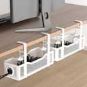 2 Pack Under Desk Cable Management Box White, Cinati 26.8" Wire Organizers No Drill, Cord Organization Tray with Clamp for Office, Home - No Damage to Desk