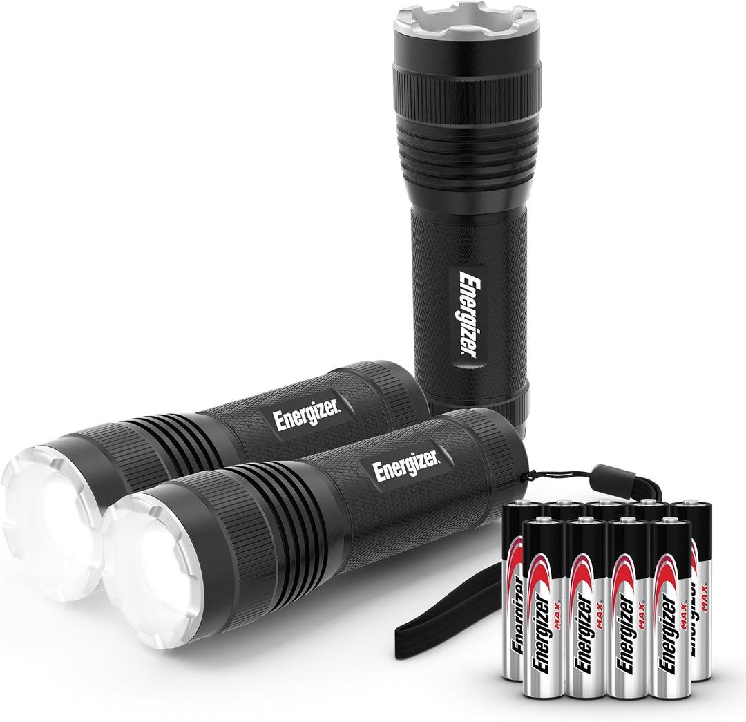 Energizer T-300 LED Flashlights (3-Pack), Bright Flash Light for Tactical EDC, Camping, and Emergencies (Batteries Included)