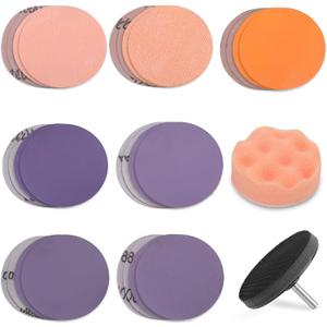 PLATINUMEDGE Car Headlight Restoration Kit, 3 inch Car Headlights Lens Polishing Sanding Discs with 3 inch Buffing Polish Pads for Drill, 30 Pc Car Headlight Restorer and Renewer Kit