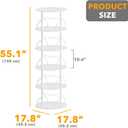 SpaceAid 5 Tier Rotating Bookshelf Tower, 360 Display Stackable Spinning Bookcase, Space Saving Revolving Round Book Shelf, Floor Standing Swivel Corner Organizer, White, 5 Tier, 55.1" H