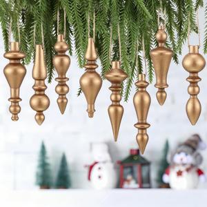 Namalu 8pcs Christmas Ball Drop Ornaments 4 Inch Wooden Simple Elegant Shatterproof Finial Christmas Decoration for Xmas Trees Drop Hanging Ornaments Wreaths Garland Mantel Shelf Decor (Gold)