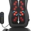 Mynt Black Acupressure Massage Chair Pad with 4 Deep Kneading Nodes, Shiatsu Back Massager for Chair with Heat, Heated Back Massage with a Cushion for Deep Tissue, Gift for Christmas