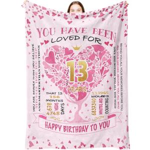 13th Birthday Gifts for Girls,13 Year Old Girl Birthday Gifts,Birthday Gift for 13 Year Old Girls,13 Yr Old Girl Gift Ideas,13th Birthday Decorations Throw Blanket 50"X60"