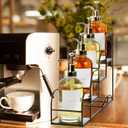 Noamus 4-Tier Syrup Bottle Holder, Iron 4 Compartment Bottle Organizer Rack, 16" Countertop Display Storage Shelf Bottle Stand, Metal Coffee Bar Organizer for Dressing, Wine, Juice, Kitchen, Black