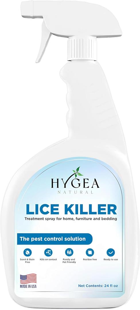 Lice Spray for Home, Furniture, Bedding - Natural Treatment for Head Lice - Family Friendly and pet Safe - Stain and Scent Free (24 Fl Oz (Pack of 1)