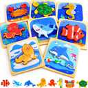 TOY Life Wooden Puzzles for Toddlers 2-4, Sea Animals Puzzles for Toddlers 1-3, Wood Puzzles Educational Montessori Toys Gifts for 1 2 3 Year Old, Baby Kids Learning Toy