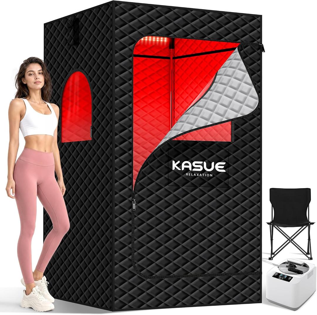 Infrared Sauna Tent for Home with 3L Steamer | 9 Heat Levels, 99-Min Timer, Remote Control, 5-Layer Waterproof Insulated Fabric and Folding Chair