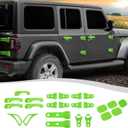 24PCS Full Set Exterior Decoration Trim Kit Fit for 2018-2026 Jeep Wrangler JL JLU 2/4 Doors, Door & Hood Hinge Covers Door Handle Side Vent Tailgate Hinge Cover Trim(Green)