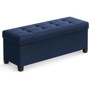 SONGMICS Storage Ottoman Bench, Foldable Foot Rest with Legs, 15 x 43 x 15.7 Inches, End of Bed Bench, Storage Chest, Load up to 660 lb, for Living Room, Bedroom, Entryway, Midnight Blue ULSF018I01