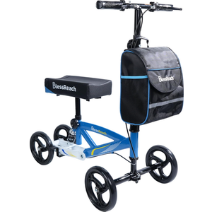 BlessReach

Economy Knee Scooter Steerable Knee Walker for Foot Injuries Compact Crutches with Dual Rear on-Wheel Brake and Shock Absorption Under The Knee pad
