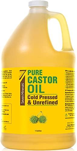 Unrefined Hexane-Free Castor Oil, 128 fl oz - For Hair Growth, Thicker Lashes & Brows, Dry Skin, Joint Pain, EXP: 2-2027
