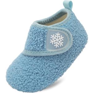 Scurtain Toddler Slippers Winter Boots Kids Slippers Girls Boys Toddler Snow Boots Baby Warm Socks Lightweight House Shoes Non-Slip Ankle Booties Walking Shoes (5.5-6 Toddler, Blue)