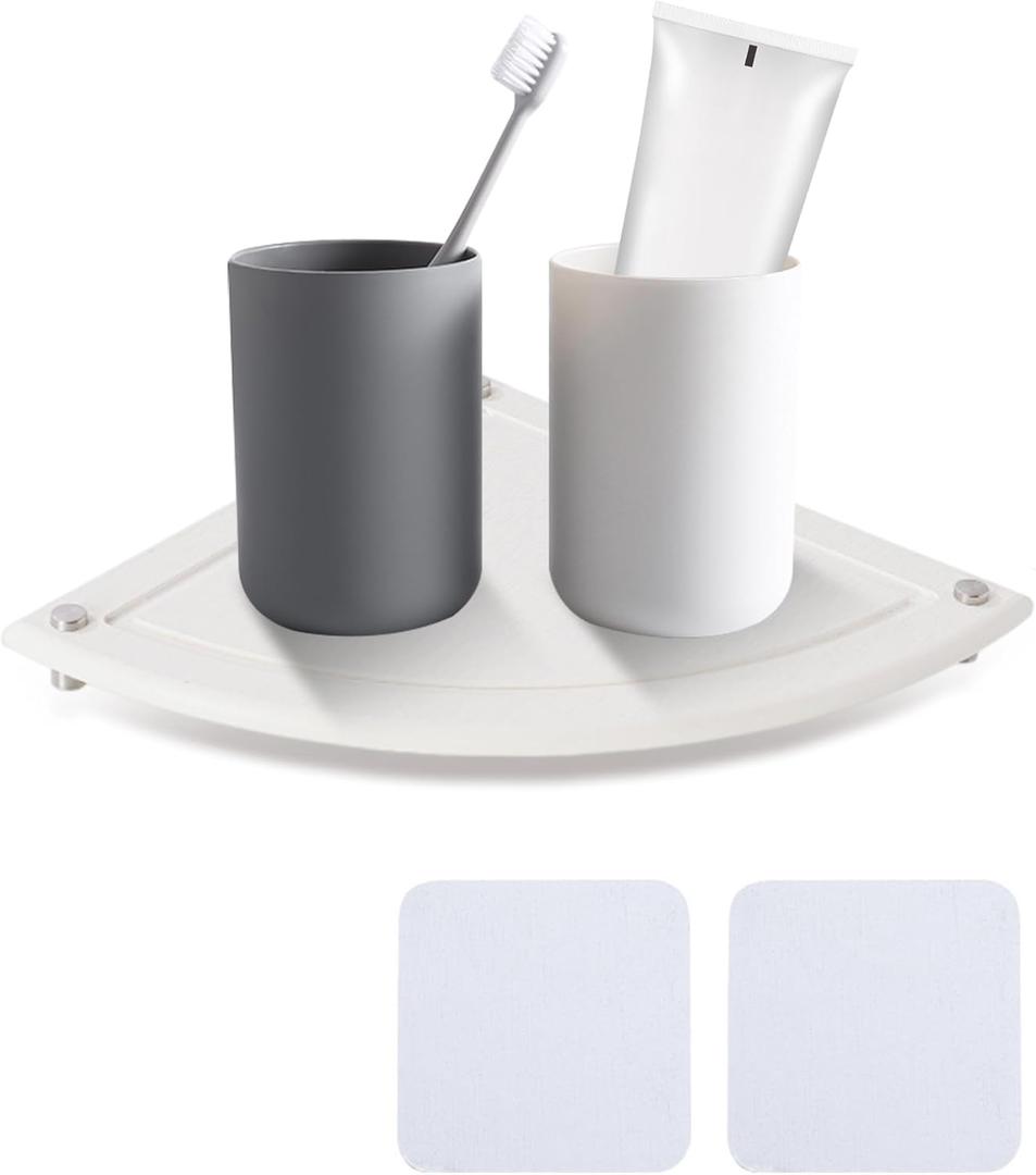 Corner Sink Caddy, 2PCS Instant Dry Sink Organizer, Diatomite Stone Sink Tray, Diatomaceous Earth Sponge Dispenser Holder Fast Drying Stone Rack for Kitchen & Bathroom