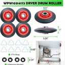 Upgraded 4392067 Dryer Repair Kit with 4 Pack WPW10314173 Drum Roller, 279640 and W10837240 Dryer Idler Pulley, 661570V Dryer Belt, WPW10359272 and WPW10359271 Dryer Drum Shaft.