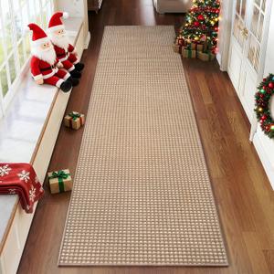 Boho 2x8 ft Runners for Hallways Extra Long Woven Washable Kitchen Runner Mat Rugs Non Slip, Soft Entryway Laundry Hall Floor Runner Carpet for Indoor Backdoor Bedroom Hallway Living Room, Brown