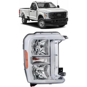 labwork 1PC Headlight Assembly Chrome Housing Replacement for F250 F350 2023-2024 Halogen Passenger Side RH PC3Z13008H