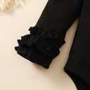 Baby Girl Solid Color Romper Infant Ruffle Sleeve Bodysuit One Piece Outfit Toddler Jumpsuit clothes (Black), 6-9 Months